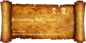 Kolodzey Nándor névjegykártya